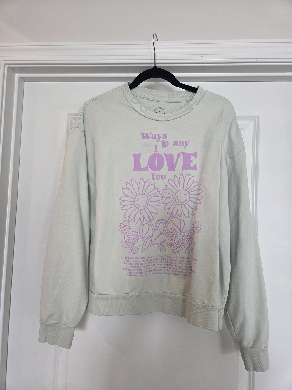 PacSun Light Mint Graphic Sweatshirt with Lavender Print